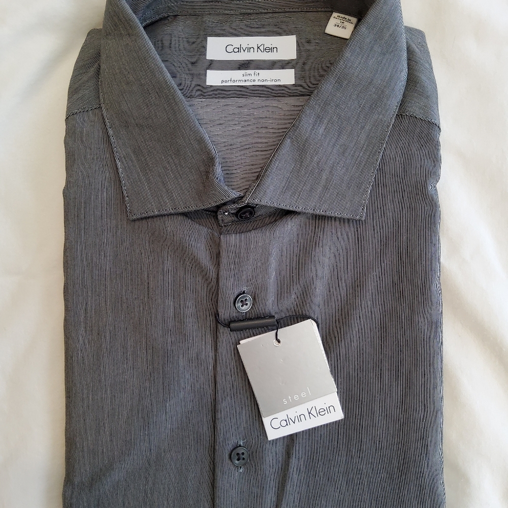 Calvin Klein slim fit performance long sleeve dress  shirt  brand new